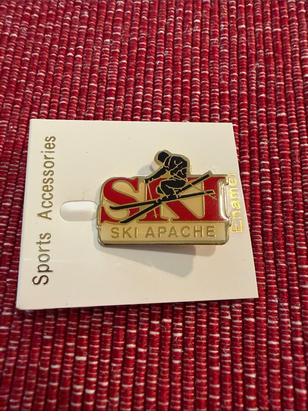 Ski Apache Enamel Pin - Red, Black & Gold
